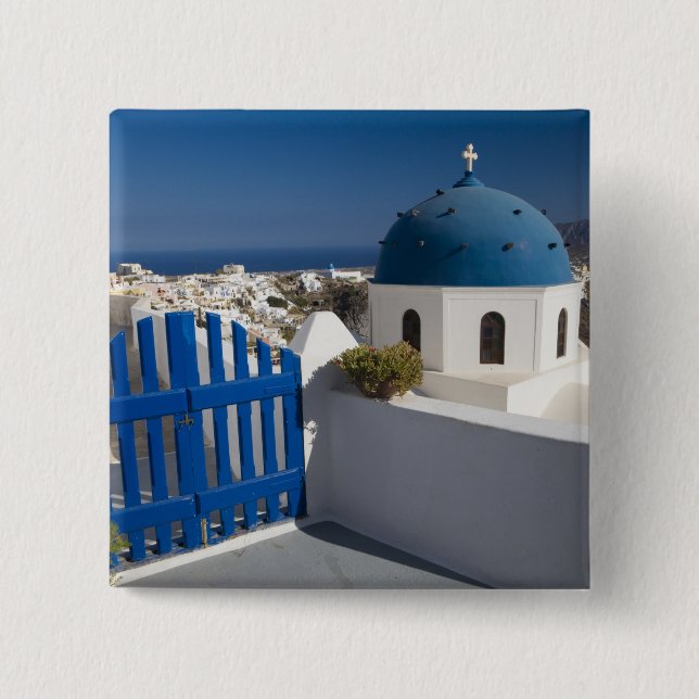 Greece and Greek Island of Santorini from the 2 Inch Square Button (Front)