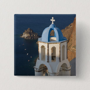 Greece and Greek Island of Santorini town of Oia 2 Inch Square Button