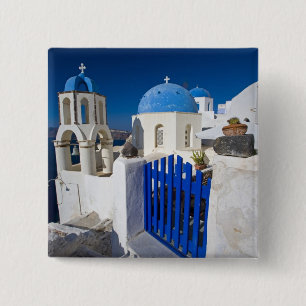 Greece and Greek Island of Santorini town of Oia 3 2 Inch Square Button