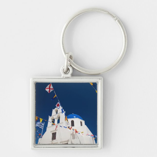 Greece and Greek Island of Santorini town of Oia 4 Keychain (Front)