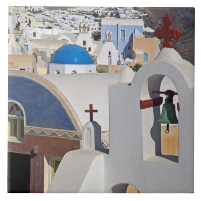 Greece and Greek Island of Santorini town of Oia 5 Tile (Front)