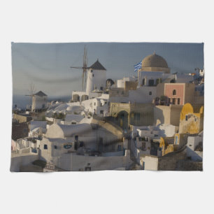 Greece and Greek Island of Santorini town of Oia Kitchen Towel