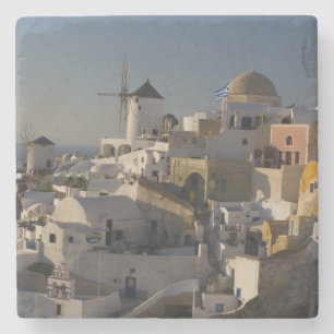 Greece and Greek Island of Santorini town of Oia Stone Coaster