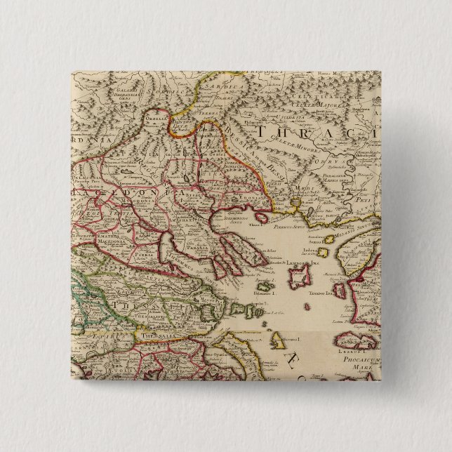 Greece and Macedonia 2 Inch Square Button (Front)