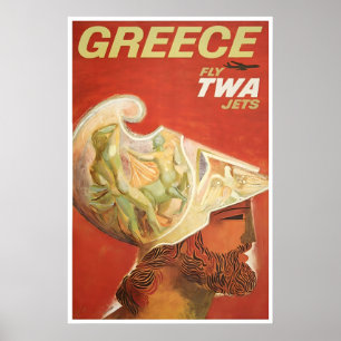 Greece Art Greek Travel Poster TWA David Klein