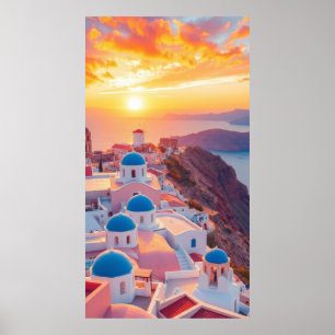 Greece at sunset poster