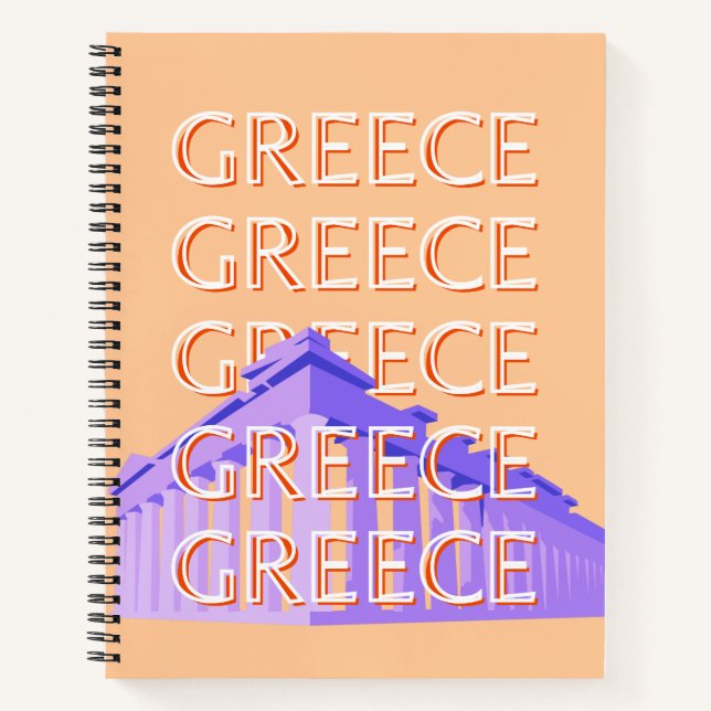 Greece, Athens Travel Art, Orange Notebook (Front)