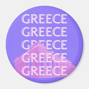 Greece, Athens Travel Art, Retro Travel Art Magnet