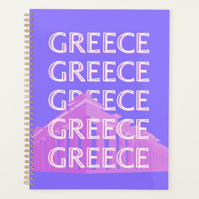 Greece, Athens Travel Art, Retro Travel Art Planner (Front)