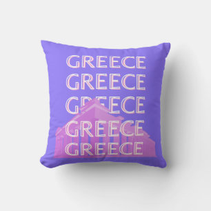 Greece, Athens Travel Art, Retro Travel Art Throw Pillow
