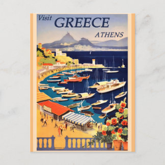 Greece Athens Vintage Travel Holiday Postcard