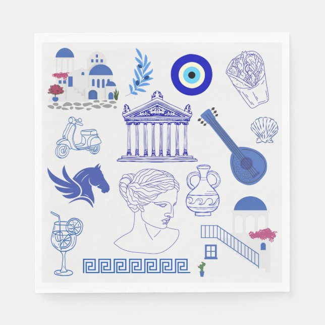  Greece Blue and White Napkin (Front)