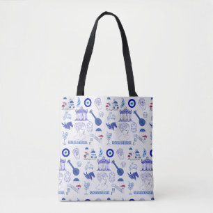 Greece Blue and White Tote Bag