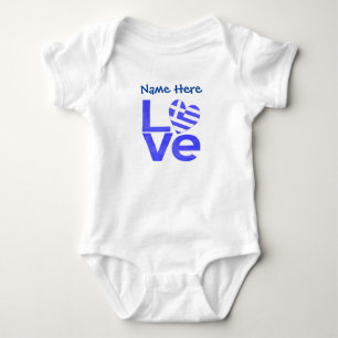 Greece Blue LOVE Heart Flag Personalized  Baby Bodysuit