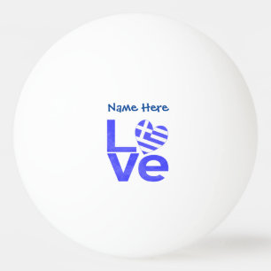 Greece Blue LOVE Heart Flag Personalized Ping Pong Ball