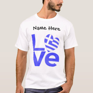 Greece Blue LOVE Heart Flag Personalized  T-Shirt