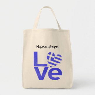 Greece Blue LOVE Heart Flag Personalized  Tote Bag