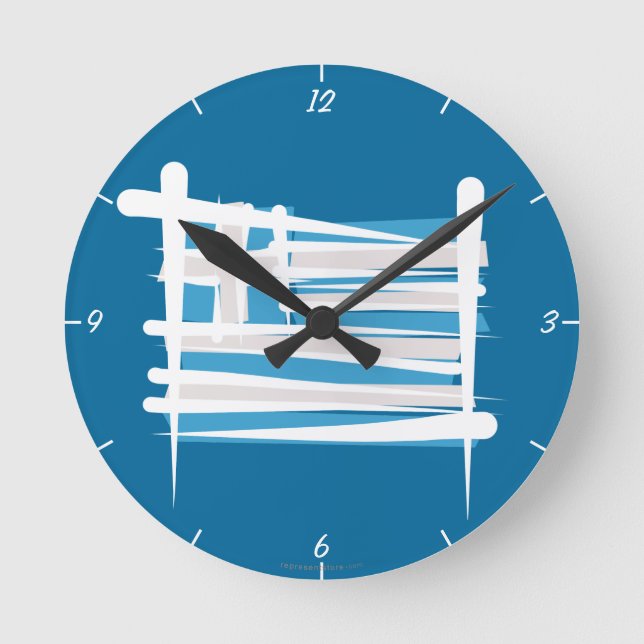 Greece Brush Flag Round Clock (Front)