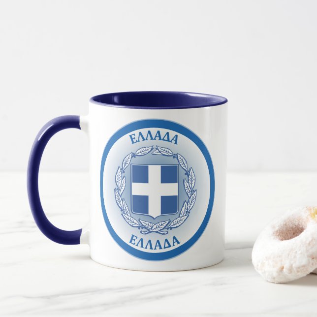 Greece Coat of Arms Circle Shape  Mug (With Donut)