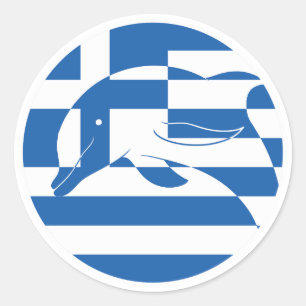 Greece Common dolphin Greek National Animal Flag Classic Round Sticker
