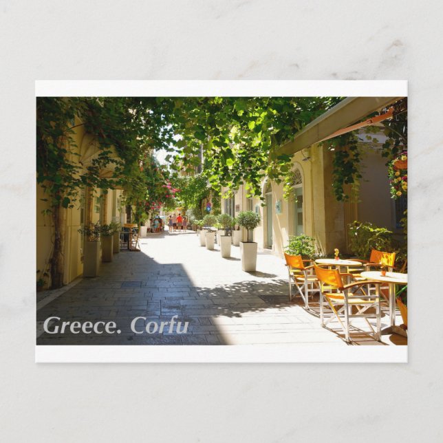 Greece Corfu Street, Postcard (Front)