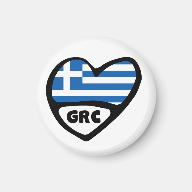 Greece Country Code Flag Heart, GRC Magnet (Front)