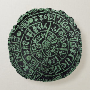 Greece Crete Phaistos ancient disc history code Mi Round Pillow