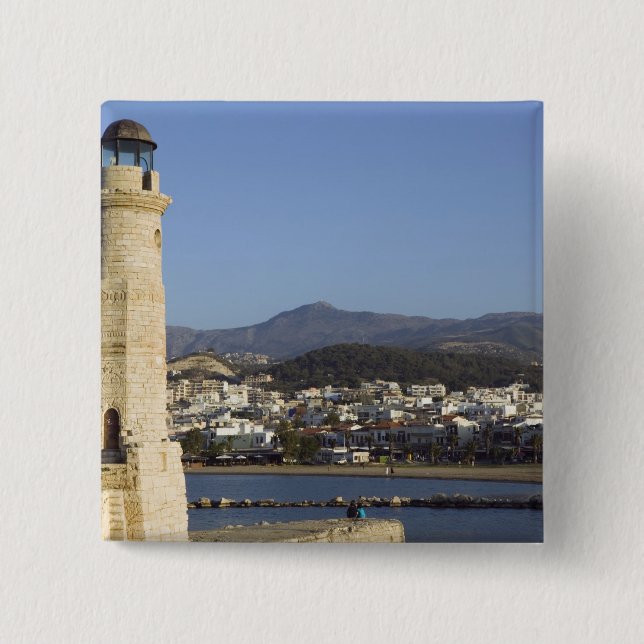 GREECE, CRETE, Rethymno Province, Rethymno: 2 Inch Square Button (Front)