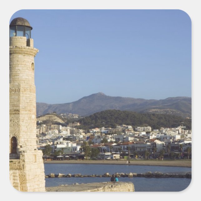 GREECE, CRETE, Rethymno Province, Rethymno: Square Sticker (Front)