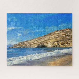 Greece. Crete. Sea waves coming ashore. Jigsaw Puzzle