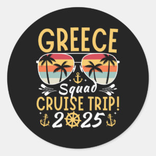 Greece Cruise Family 2025 Squad Vacation Matching  Classic Round Sticker