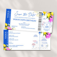 Greece Destination birthday save the date 