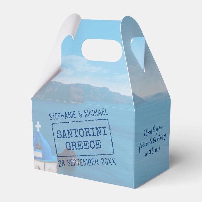 Greece Destination Wedding Custom Passport Stamp Favor Box (Front Side)