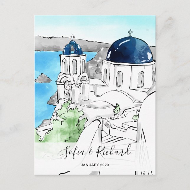 Greece Engagement proposal anniversary couple gift Holiday Postcard (Front)