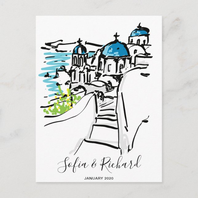 Greece Engagement proposal anniversary couple gift Holiday Postcard (Front)