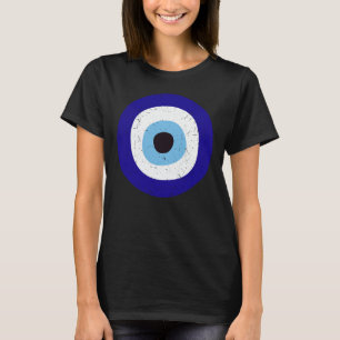 Greece Evil Eye Distressed Design Women's Black T-Shirt