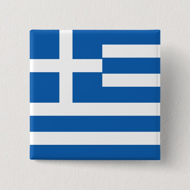 Greece Flag 2 Inch Square Button (Front)