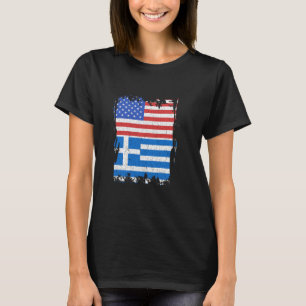 Greece Flag America USA Greek Roots Hellenes Greek T-Shirt