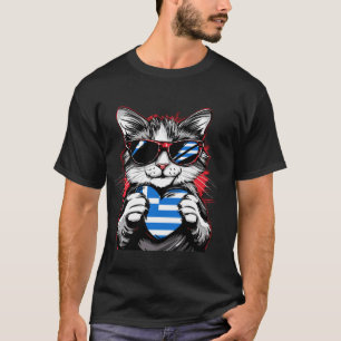 Greece Flag Cat Hellenes Greek Pride Hellenic Gree T-Shirt