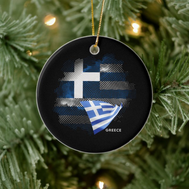 Greece flag ceramic ornament (Tree)