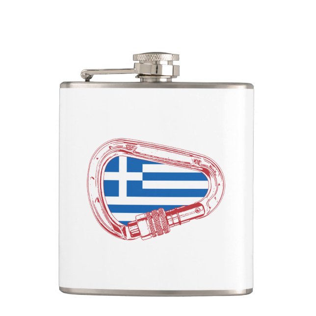 Greece Flag Climbing Carabiner Hip Flask (Front)