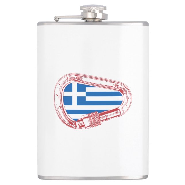 Greece Flag Climbing Carabiner Hip Flask (Front)