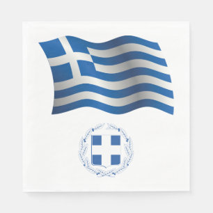 Greece Flag Coat Of Arms Napkin