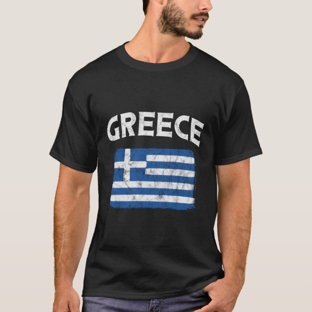 Greece Flag Distressed Greek Flag T-Shirt (Front)