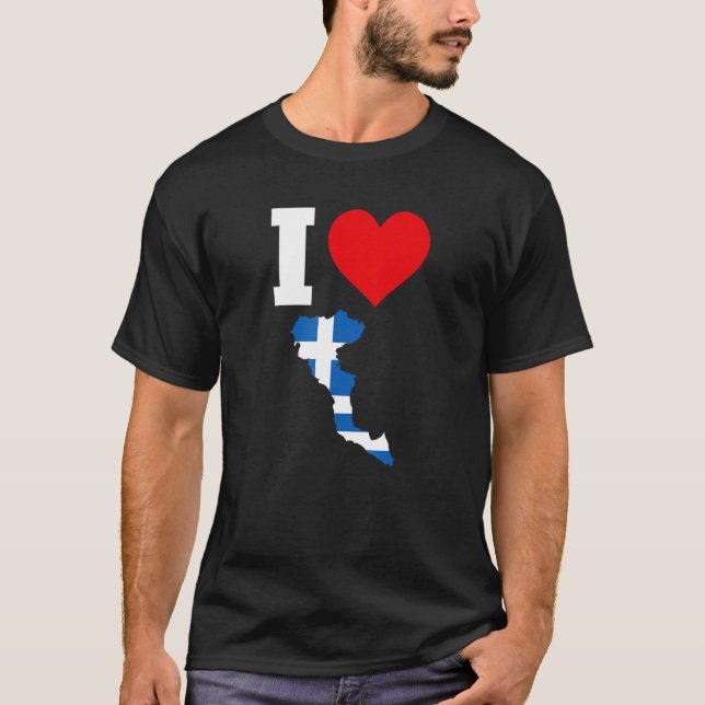 Greece flag for Corfu  I Love Corfu T-Shirt (Front)