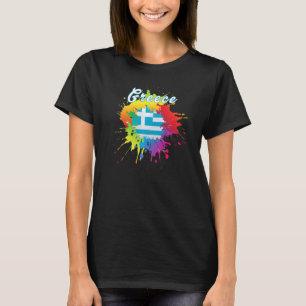 Greece Flag Gay Colorful Splash Greek Flag T-Shirt