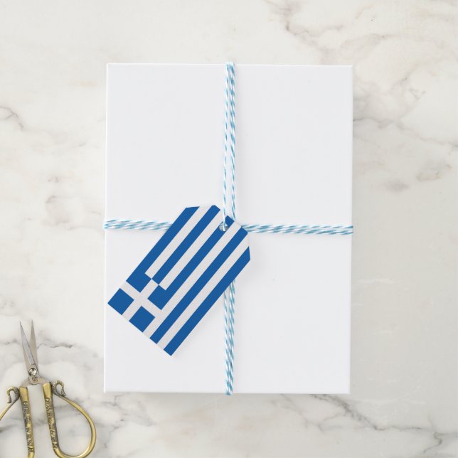 Greece flag gift tags (With Twine)