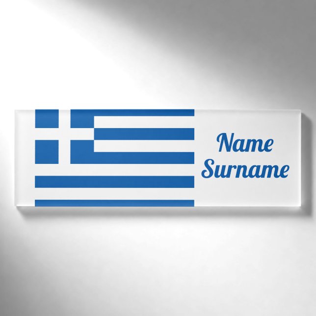Greece Flag Greek Patriotic Name Tag (Front)