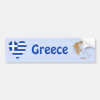 Greece Flag Heart + Map Bumper Sticker