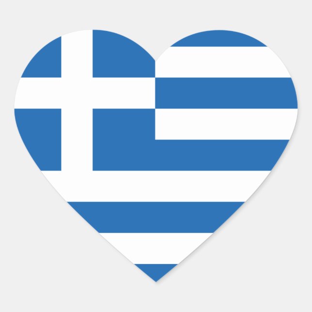 Greece Flag Heart Sticker (Front)